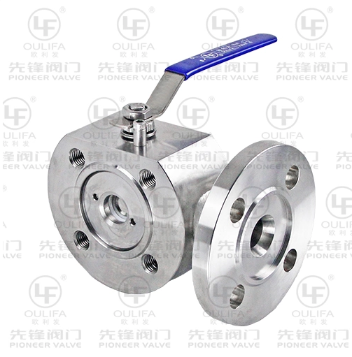 D&uuml;nner 3-Wege-Kugelhahn in Zwischenflanschausf&uuml;hrung